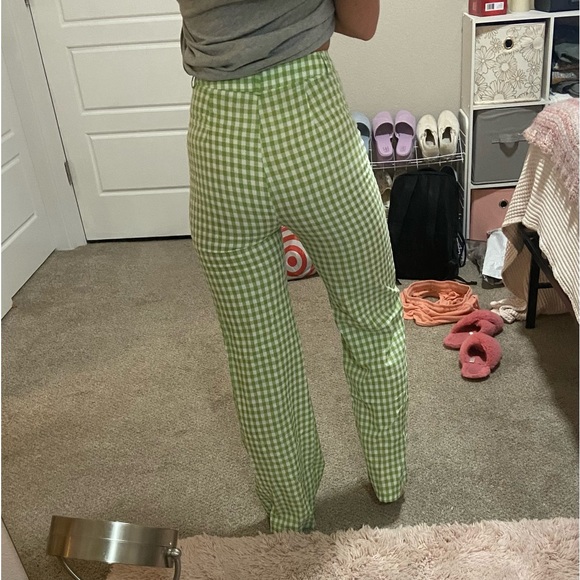 High Waist Gingham Print Pants - Picture 2 of 3
